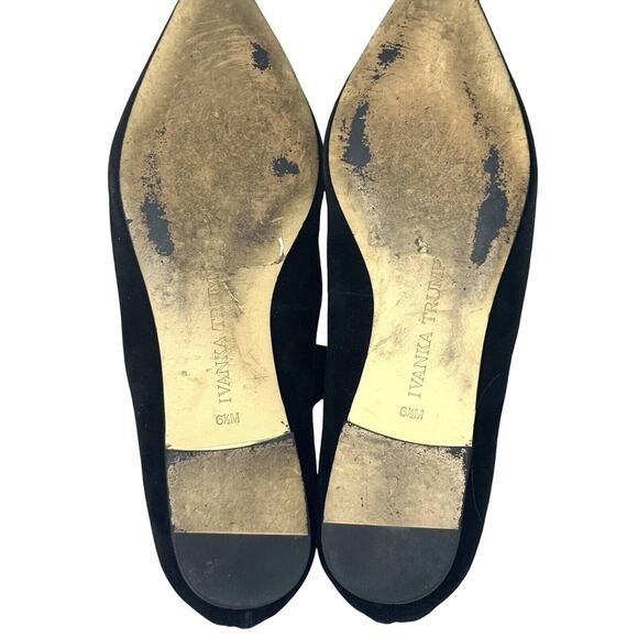 Ivanka Trump Black Suede Flats Tie Ankle Strap Pointed Toe - Picture 5 of 6
